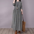 thumbnail image 4 of Womens Cotton Linen Maxi Dress Casual Loose Solid A-line Dress Flowy Summer Beach Vacation Dress with Pockets Gray XL, 4 of 7