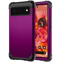Mantto for Google Pixel 6 Case, 3 in 1 Heavy Duty Rugged Hybrid Anti Slip Shockproof Hard PC Cover Soft Silicone Bumper Non-Slip Protective Phone Case Cover for Google Pixel 6 2021,Purple