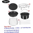 thumbnail image 4 of Air Fryer Accessories 5 PCS Set Kitchen Utensil Including Cake Pan/Pizza Pan/Metal Holder/Rack with Skewers/Silicone Mat for Ninja Air Fryer Oven（6in）, 4 of 5