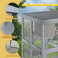 thumbnail image 4 of Kosynda 70" Large Catio Outdoor Cat Enclosure with Weatherproof Roof, 6-Tier Wooden Cat House Kitty Cage with 4 Platforms and 2 Napping Houses for Multiple Cats, Light Gray, 4 of 11