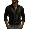 thumbnail image 2 of Asxite Mens Plus Size Tops Fall Striped Print Casual Business Pocket Long Sleeve Shirts, 2 of 5