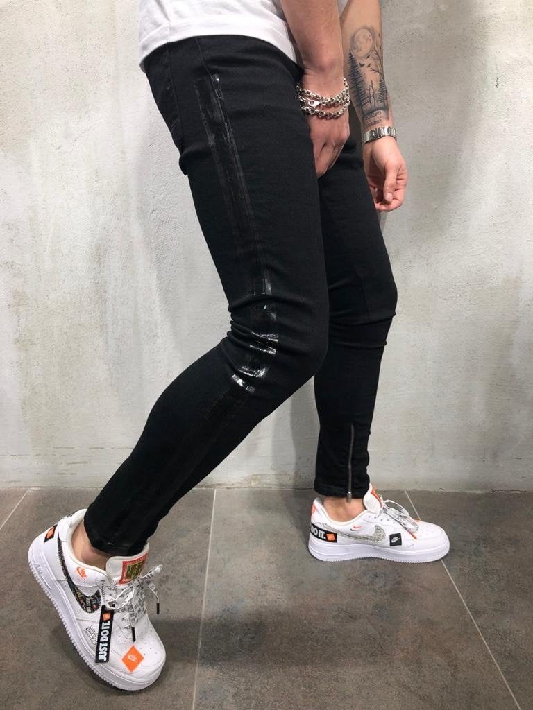 black ankle zipper jeans mens