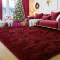 thumbnail image 4 of Burgundy Plush Rug for Living Room Fuzzy Carpet for Bedroom Dorm, Non-Slip High Pile Rug, Shag Rug for Playroom Nursery Home Office Decor 6X9 Ft, 4 of 8