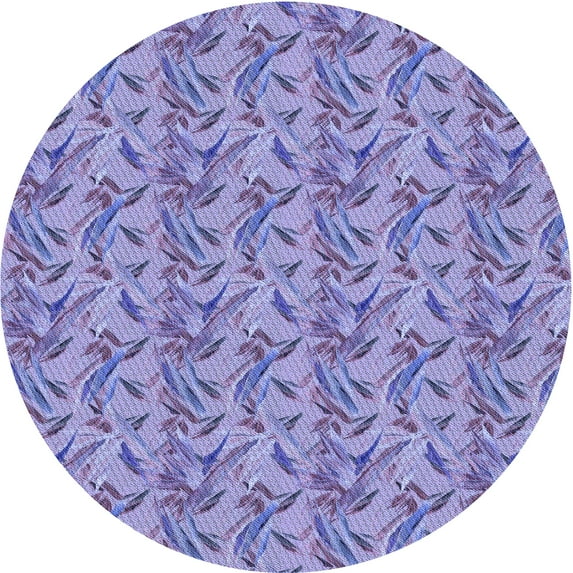 Ahgly Company Machine Washable Indoor Round Transitional Slate Blue Area Rugs, 7' Round