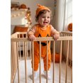 thumbnail image 4 of Cjfdfy Newborn Baby Boy Halloween Pumpkin Ghost Outfits My First Halloween Overalls Pants Striped Long Sleeve Romper And Hat Infant Cute My 1St Halloween Fall Winter Outfit, 4 of 9