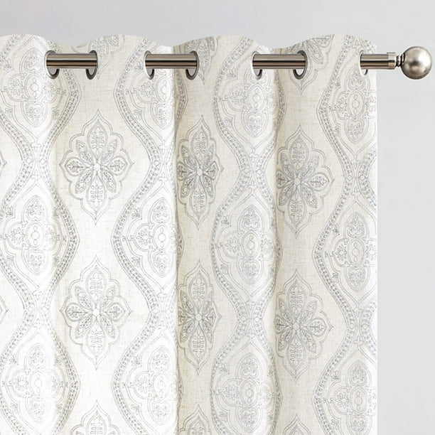 Cortinas Jinchan Boho de lino para sala de estar, 2 paneles, 244 cm