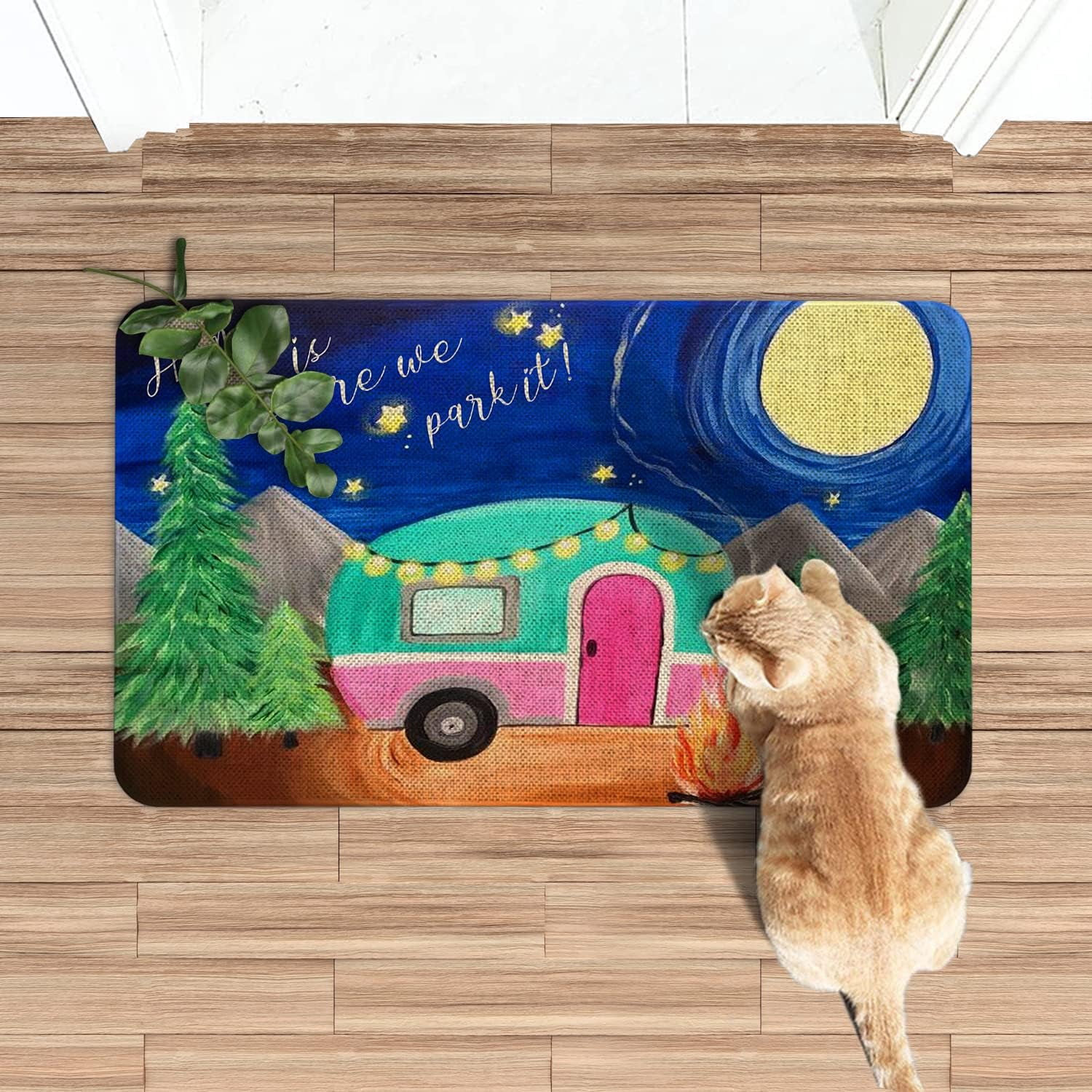 Camper Door Mat 30 X 17 Inch Camping Doormat Indoor Outdoor Entrance Non Slip Front Door Mats Camper RV Trailer Decor Rubber Back Welcome Mat