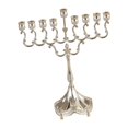 thumbnail image 1 of Menorá de Janucá de 9 brazos, candelabro de escritorio para fiestas, banquetes y bodas. Plata, 1 of 9