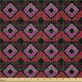 thumbnail image 2 of Ambesonne Bohemian Fabric by the Yard Microfiber, Striped Retro Squares Art, 3 Yards, Dark Coral Magenta and Grey, 2 of 2