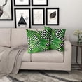 thumbnail image 3 of Tropical Palm Leaf Pillow Covers 18x18 Inch Green Banana Leaves Throw Pillow Covers Geometric Plant Outdoor Decorative Pillowcase Square Cotton Cushion Cover for Couch Bed Sofa Home Patio (Pack of 2), 3 of 6
