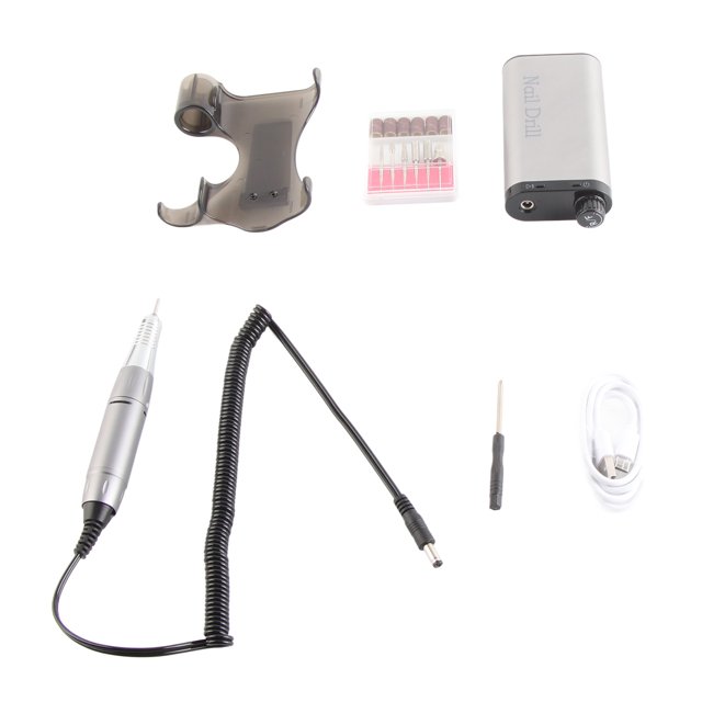 Máquina pulidora de uñas potente de 4000 mAh, pantalla LED de larga duración, velocidad ajustable, recargable, herramientas para manicura, color gris