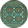 thumbnail image 1 of Ahgly Company Machine Washable Indoor Round Persian Turquoise Blue Traditional Area Rugs, 7' Round, 1 of 4