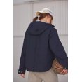 thumbnail image 1 of Chaqueta de algodón con capucha de color liso con bolsillo plegable para la cabeza, chaqueta de manga larga para mujer, 1 of 5