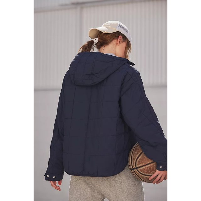 Chaqueta de algodón con capucha de color liso con bolsillo plegable para la cabeza, chaqueta de manga larga para mujer