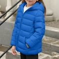 thumbnail image 7 of Puffer Jacket for Girls Boys Lightweight Hooded Down Coat with Pockets Solid Full Zip Up Outerwear Winter Clothes (12 Years, Blue), 7 of 7