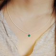 thumbnail image 2 of Dazzlelane 6.5MM Heart Shape Simulated Green Emerald 3-Prong Set Classic Solitaire Pendant Necklace Along With 18" Chain In 14k White Gold Plated Gift For Women, 2 of 5