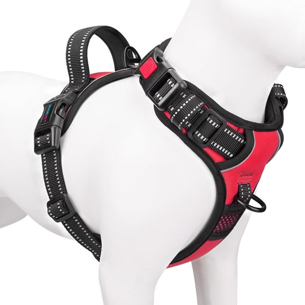 Arnés para perros PHOEPET, chaleco reflectante con clip frontal y asa, rojo M