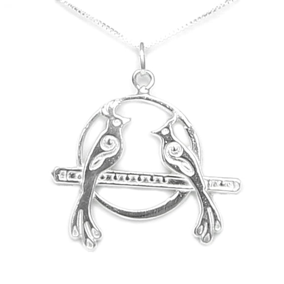 Mozart Magic Flute Sterling Silver Necklace - Gift Boxed with Story Card - Handmade in USA (18 Inch Chain Length)