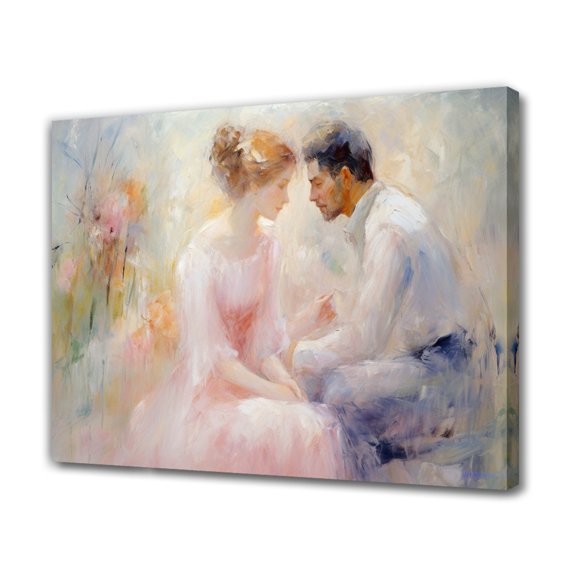 Abstract Art Modern Decorative Painting A Pair Of Lovers Sitting Opposite Each Other Framed Canvas Poster Bedroom Decor Sports Landscape Office Room Decor Gift,Frame-style,12x18inch(30x45cm)