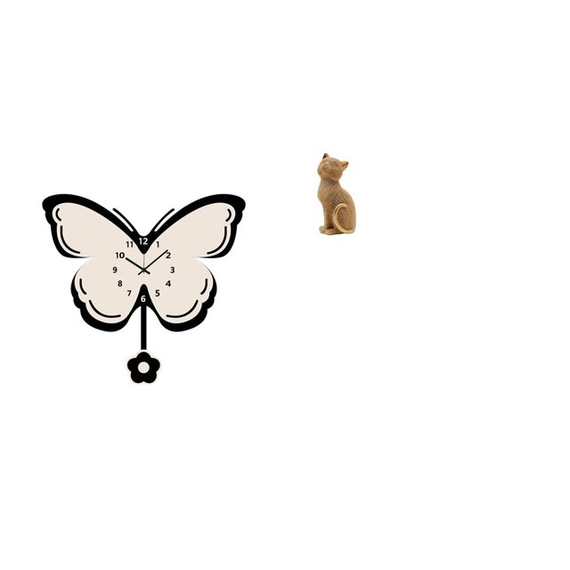 Reloj De Pared Acrílico Con Forma De Mariposa Para Oficina, Comedor, Habitación Infantil, Casa De Campo Con Estatua De Gato, Adorno De Resina Coleccionable Para Escritorio, Escultura De