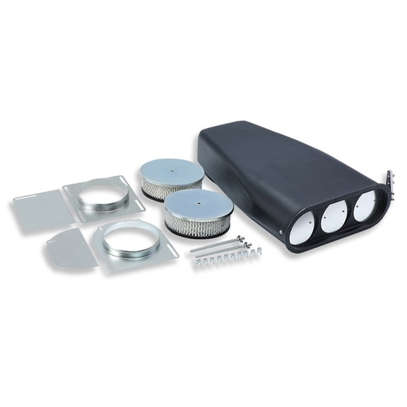 For Single/Dual 4 BBL Carb Bug Catcher Hood Air Scoop Smooth Top Black Aluminum