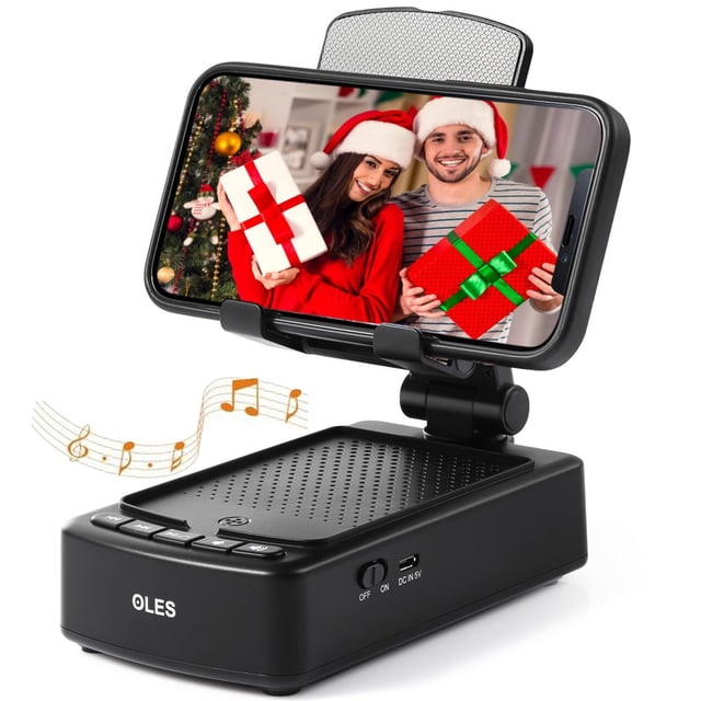Regalos para Hombres, OLES Soporte para Teléfono Móvil con Bluetooth para Él Papá Mujeres que No Quieren Nada, Soporte para Tableta Ajustable con Altavoz Inalámbrico, Gadgets Tecnológicos para Escrito