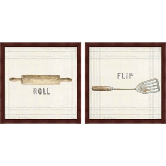 Great Art Now Floursack Kitchen Sign Neutral Sq by Danhui Nai, 2 Piece Framed Art Set Each 13"W x 13"H