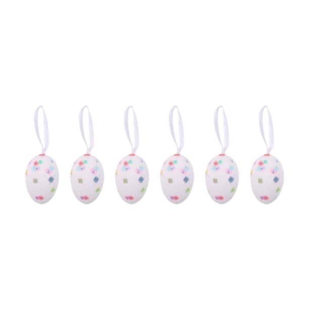 6x Adornos colgantes de huevos de Pascua Decoraciones para árboles de Pascua Espuma decorativa de Pascua Blanco