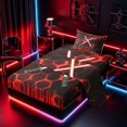 thumbnail image 2 of meiyoeat Neon Lights Twin Sheet Sets for Boys, Sci-Fi Red Gaming Bedding, 3-Piece, 1 Flat Sheet, 1 Fitted Sheet and 1 Pillowcase, 2 of 6