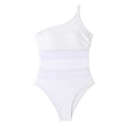 thumbnail image 5 of XIYON Womens One Piece Swimsuit Elegant One Shoulder Swimsuit With Sheer Mesh Insert Solid Color Bathing For 2026 Beach Vacation Clothes, 5 of 6