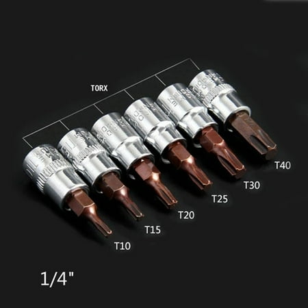 

6x 1/4 Hex Torx Screwdriver Bit Set Drive Socket Head Screwdriver T10-T40 Pack