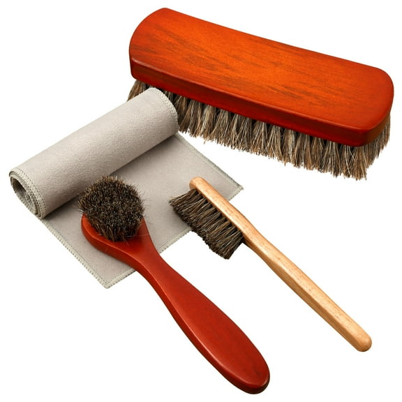 Sutowe 4 Pcs Shoe Brush Kit Efficient Shoe Shine Brush Set Multifunctional Leather Cleaning Kit for Boot Cleaning and Polishing