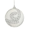 thumbnail image 3 of Northlight 3ct White and Silver Beaded Shatterproof Glittered Christmas Ball Ornaments 3" (76mm), 3 of 4