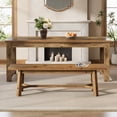 thumbnail image 3 of TRIBEWOOD 55.12-inch Solid Wood Dining Bench, Farmhouse Long Kitchen Bench for Dining Room, Kitchen, Restaurant, Natural Brown, 3 of 9