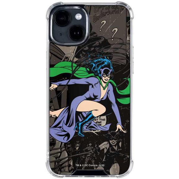 Skinit DC Comics Catwoman Vintage Action Pose Pattern iPhone 14 Clear Case