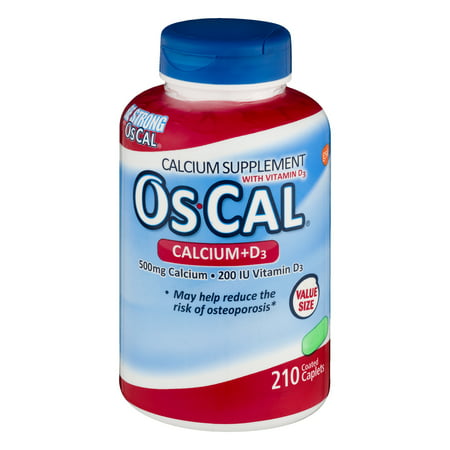 OsCal Calcium + Vitamin D3 Caplets, 500mg + 200 IU, 210