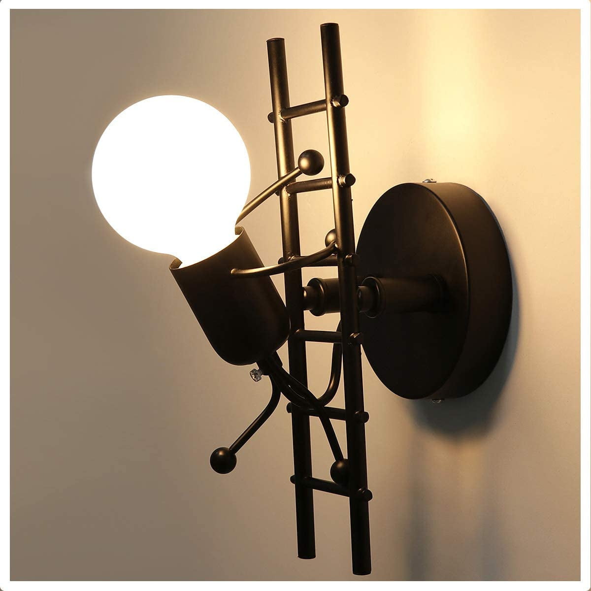 HAWEE Humanoid Creative Wall Light Indoor Wall Lamp Modern Wall Sconce Light Art Deco Iron E27 Base for Bedroom Hallway White Restaurant Kitchen Children Room Stair
