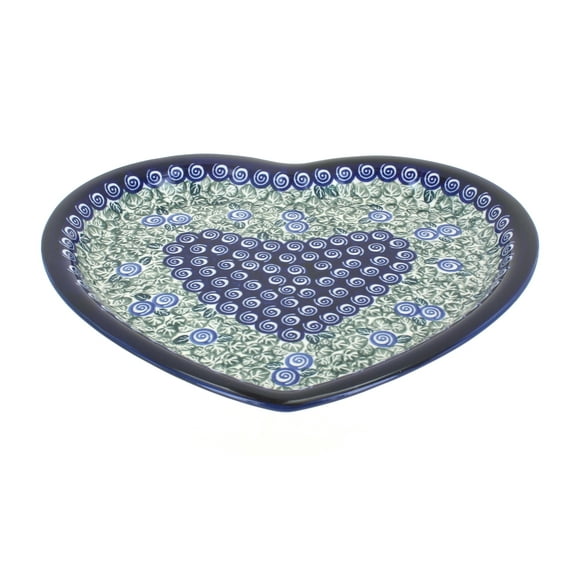 Blue Rose Polish Pottery Seaside Swirl Heart Plate