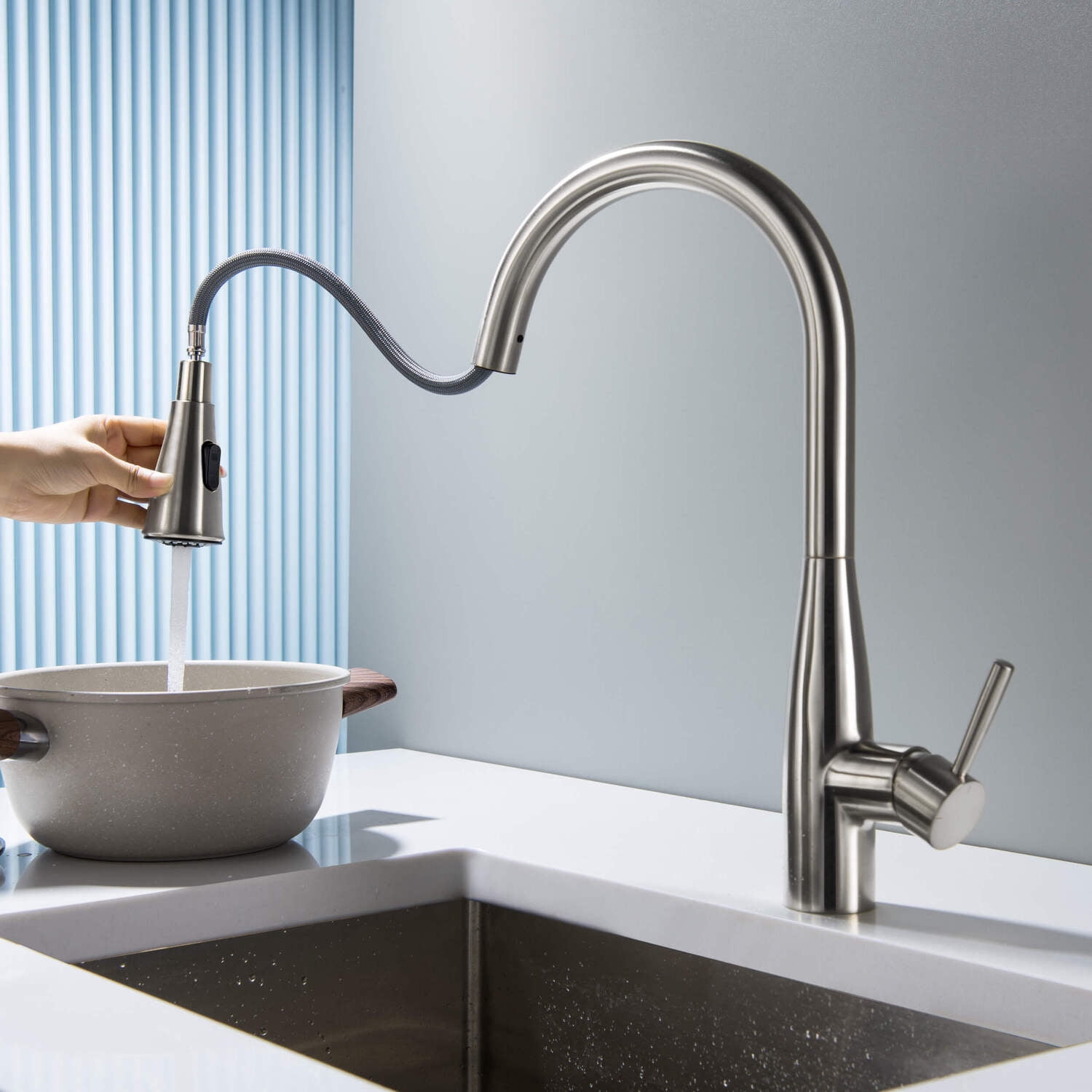 Kibi Bari-T Single Handle Pull Down Kitchen Sink Faucet