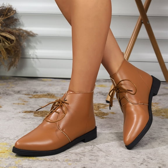 Women's Lace-up Leather Ankle Boots