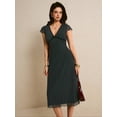 thumbnail image 6 of Elegant Blue Floral Print Midi Dress With V-Neck And Lettuce Trim Detail, 6 of 10