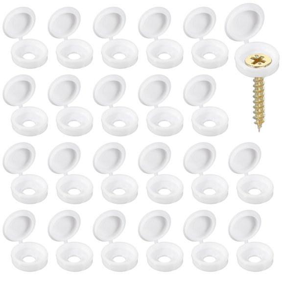 Screw Snap Covers, Plastic Hinged Screw Cover Caps for Home Furniture 6 mm & 100 Pack & Porcelain White