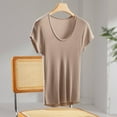 thumbnail image 4 of Shadowsong Women's Tencel U-Neck T-Shirts, Brown, Size M, 4 of 16