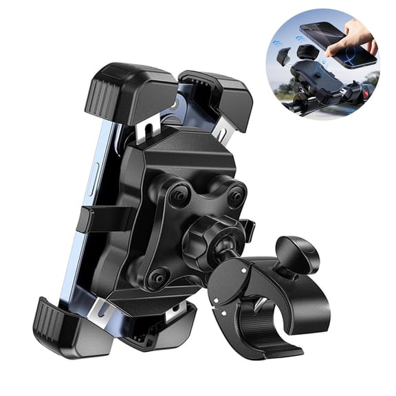 1 Pack Bike Phone Holder with Vibration Dampener, Anti-Shake Motorcycle Phone Mount, Adjustable Handlebar Phone Holder for Motorcycle, Bike, Scooter, ATV, Fits 4"-7" iPhone & Android Phones