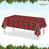 Twfbrm Christmas Disposable Tablecloth, 54x108 inch Plastic Buffalo Plaid Rectangle Table Cloth, Waterproof Wipeable Checkered Table Cover Christmas Table Decorations for Party Dining Birthday