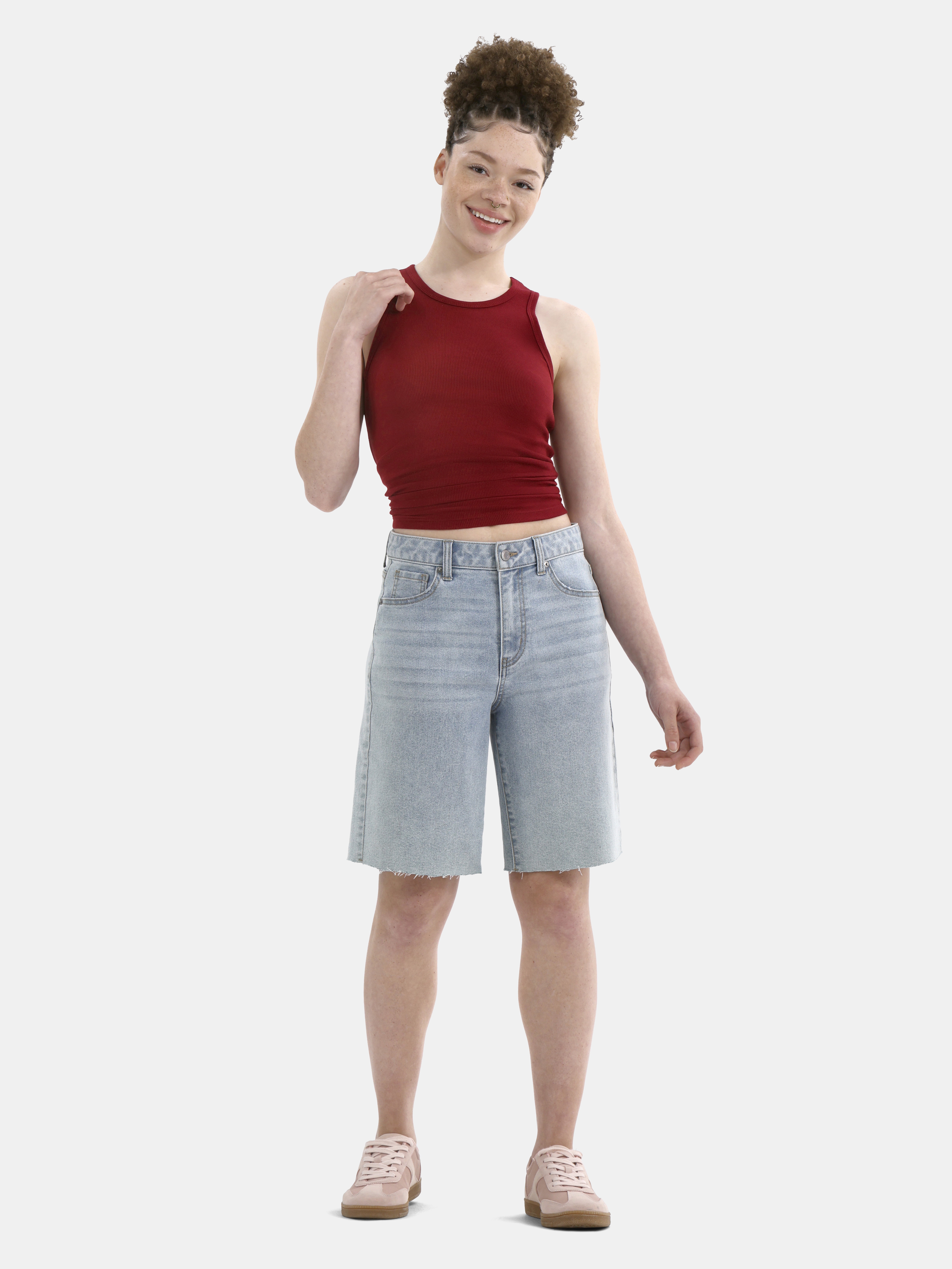 No Boundaries Ribbed High Neck Tank Top, Women's