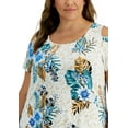 thumbnail image 2 of JM Collection Women's Plus Tropical Wilderness Top White Size 0X, 2 of 3