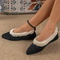 thumbnail image 4 of Dpityserensio Women Flats Shoes Winter Plus Velvet Warm Moccasins Solid Color Pointed Toe Lightweight One-Foot Flat-Bottomed Shallow Shoes, 4 of 8