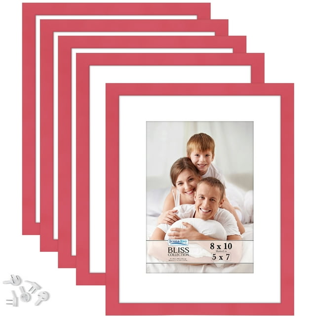 Icona Bay 8x10 Red Picture Frames W/ 5x7 Mat, 5 PK, Bliss Tabletop ...