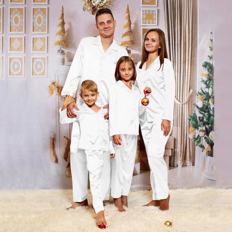 Rovga Family Christmas Pajamas Satin Silk Pajamas Pj S Solid Family Matching Sleepwear Loungewear Nightwear Pants Set For Women Walmart